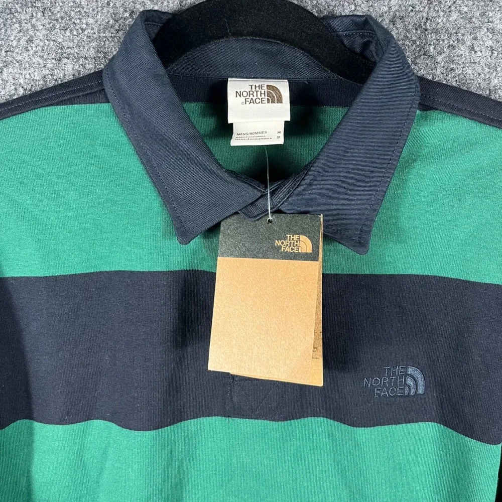 The North Face Berk Rugby Shirt Mens Size M Navy Green Striped NF0A4QPPSA4-M